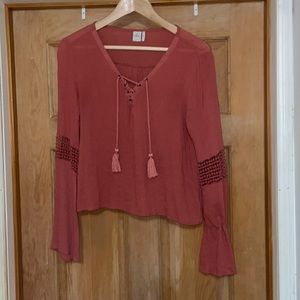 Womens size S burnt orange color paper crane blouse